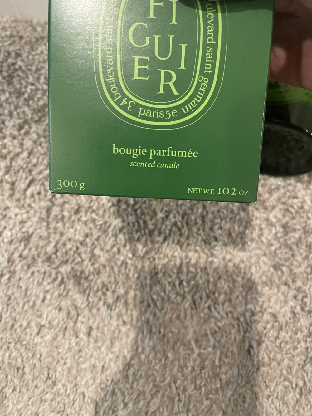 diptyque empty Green Glass Fig Scented Candle with Matching Box - Picture 3 of 4